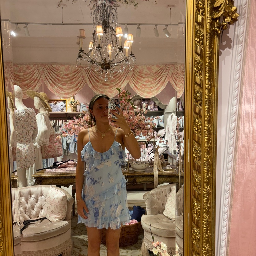 Love shack fancy NWT Lomina Fragrance Print Silk Mini Dress